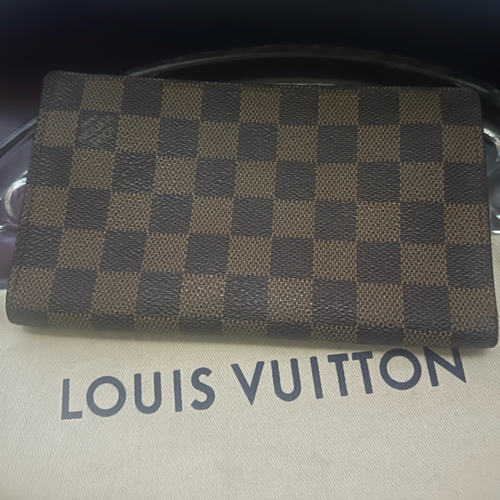 Authentic LOUIS VUITTON Damier Ebene Long Wallet Brazza Credit Cards Checkbook